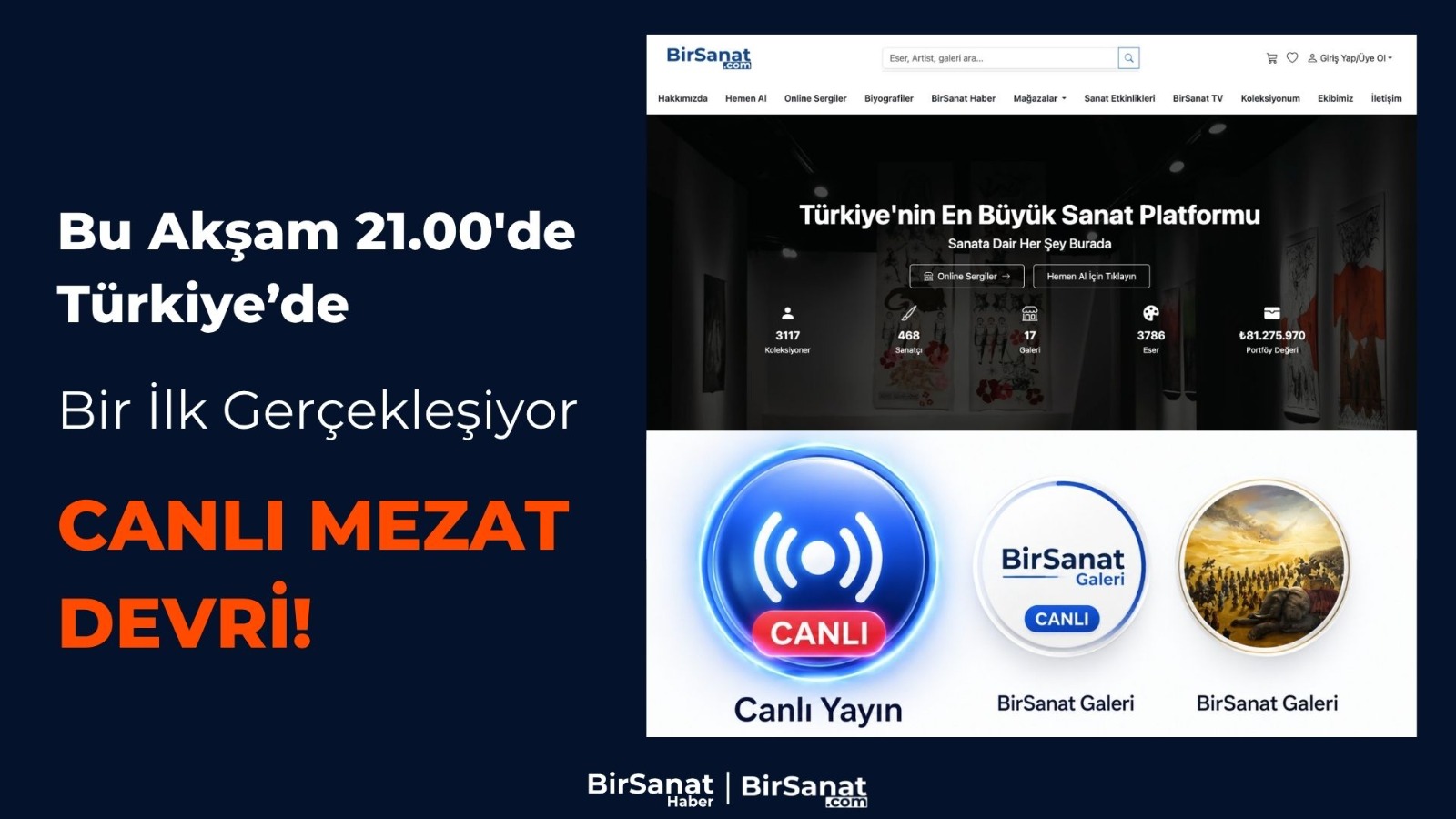 Bu Akşam 21.00’de Türkiye’de Bir İlk Gerçekleşiyor: BirSanat Uygulamasında Canlı Mezat Devri Başlıyor!